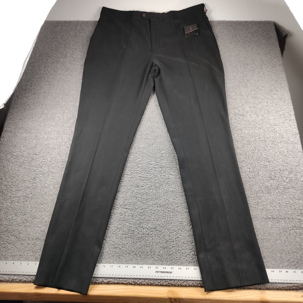 Scott‎ Barber Mens 42 Silk Cotton Blend Dress Pants Black Unfinished Hem NWT